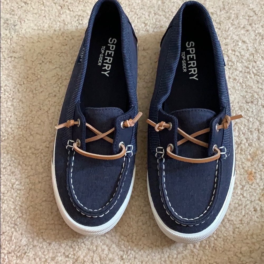 Navy Sperry Loafers